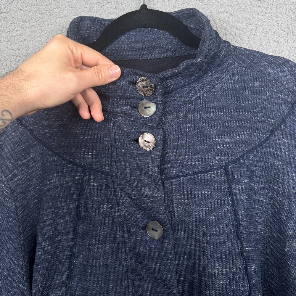 Neon‎ Buddha Sweater Womens XL Blue Button Front Linen Blend Cardigan Jacket - Picture 3 of 8